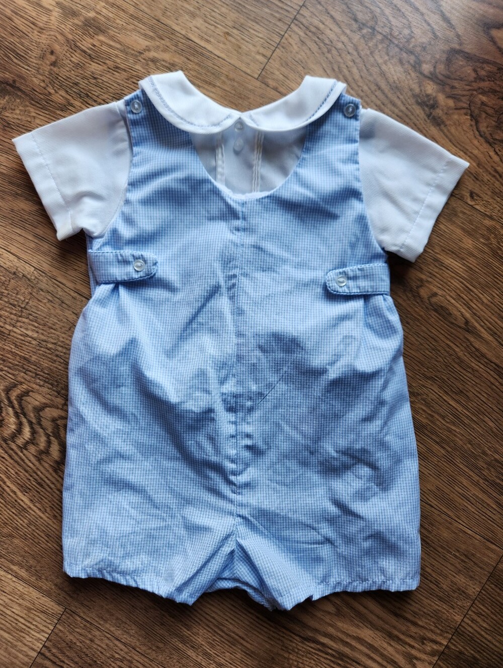 Petit Ami Baby Boy Romper With Side Tabs Gingham Size 6 Months